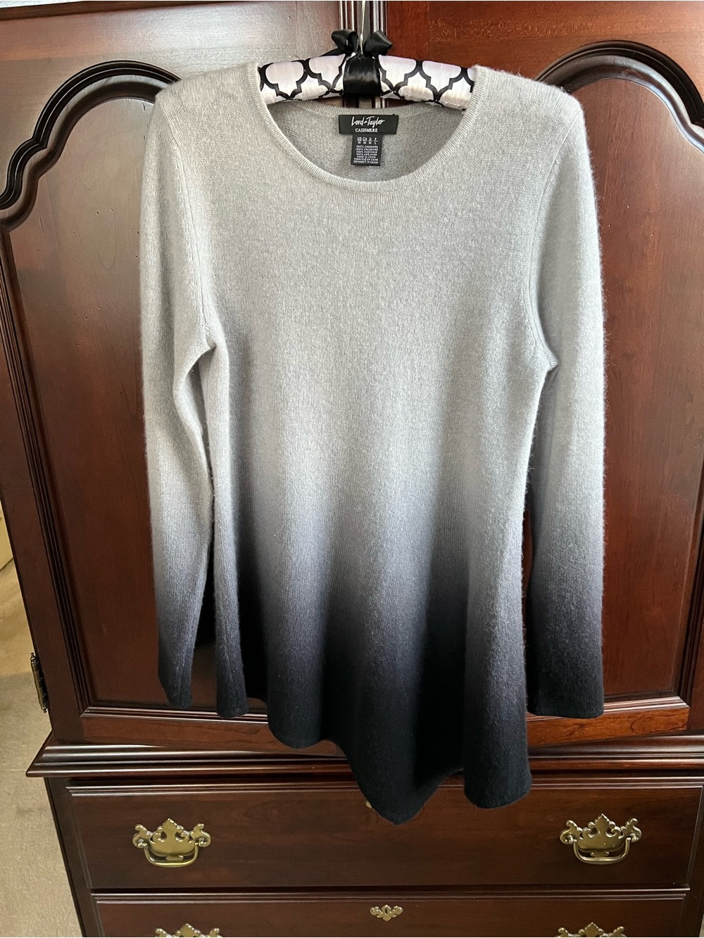 Lord & Taylor Ombre Crewneck Sweater - Light Gray to Black